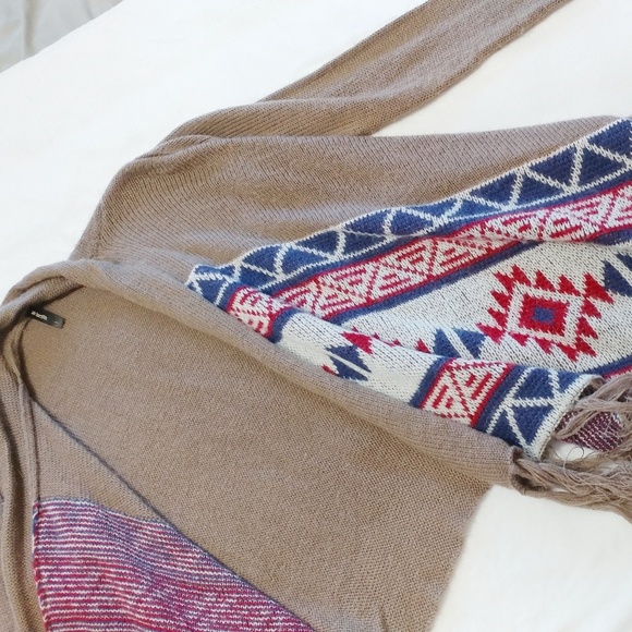 Aztec Print Sweater with Fringe - Picture 1 of 7